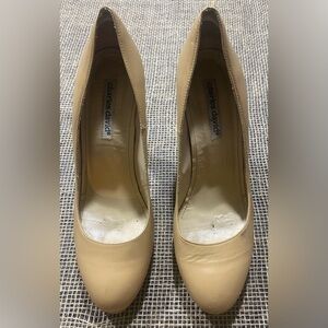 Charles David Heels Size 10B Platform Leather Tan 4.5” Heel Made In Spain